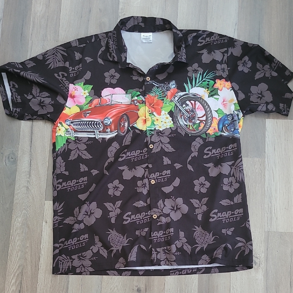 Snap On Tropical Floral Full Button Lightweight Top Polo Size 2xl